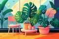 Lively 2d illustration of a tropical houseplant perfect for adding vibrancy to indoor spaces