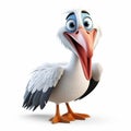 Lively 3d Pixar Pelican With Tongue Out - Cartoonish Character