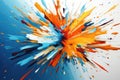 A lively explosion of colorful paint creates a stunning display against a pristine white background, Illustrate a dynamic