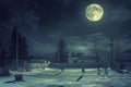 A lively gathering of individuals engaged in playing a game amidst the snowy landscape, A surreal interpretation of a street