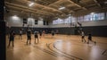 A group of people playing pickup basketball in a gym created with Generative AI Royalty Free Stock Photo