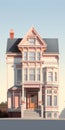 Lively Illustrated Pink Victorian House In Minimalist Style Royalty Free Stock Photo
