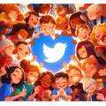 Happy Community Embracing Twitter Heart Royalty Free Stock Photo