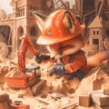 Energetic Fox in Construction Gear Royalty Free Stock Photo