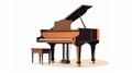 Lively Interiors: A Stunning Brown And Bronze Grand Piano Illustration