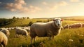 Lively Landscapes: Colorized Sheep Grazing In Expansive Grass Field