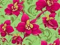 Lively Lime Orchids: Creative Seamless Floral Pattern