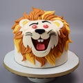 Lively Lion Gelato Face Cake With Bold Outlines And Vibrant Colors