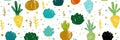 Colorful Pattern Featuring Various Vegetables and Plants on a Light Background, Perfect for Textile or Wallpaper Design Royalty Free Stock Photo