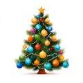 Lively multihued festive tree illustration on a plain white background Royalty Free Stock Photo