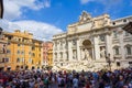 Crowded Piazza di Trevi summertime view Rome Italy