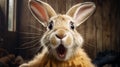 Surprised Rabbit With Exuberant Expression - John Wilhelm Style