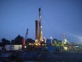 Lively rig onshore when night come 2 Royalty Free Stock Photo