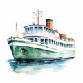 Lively Watercolor Ferry Boat Illustration Clipart