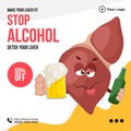 Banner design of make your liver fit stop alcohol