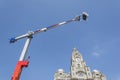 Liver building clock tower and fair ground ride Royalty Free Stock Photo