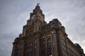 The Liver Building clock tower at Pier Head, Liverpool Royalty Free Stock Photo