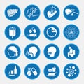 Liver cancer cause and treatment icons