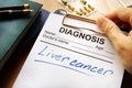 Liver cancer diagnosis on a form. Royalty Free Stock Photo