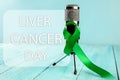 Liver Cancer and Hepatitis B - HVB Awareness month ribbon, Emerald Green or Jade ribbon Royalty Free Stock Photo