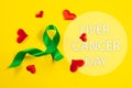 Liver Cancer and Hepatitis B - HVB Awareness month ribbon, Emerald Green or Jade ribbon