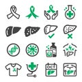 Liver cancer icon set