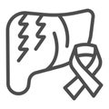 Liver and cancer tape line icon, World cancer day concept, Ribbon for Liver Cancer sign on white background, Liver Royalty Free Stock Photo