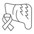 Liver and cancer tape thin line icon, World cancer day concept, Ribbon for Liver Cancer sign on white background, Liver Royalty Free Stock Photo