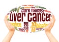Liver cancer word hand sphere cloud concept