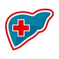 Liver care logo design vector. heart shilhoutte with medical symbol