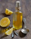 Liver Detox with olive oil and lemon fruits Royalty Free Stock Photo
