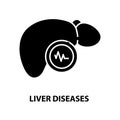 liver diseases icon, black vector sign with editable strokes, concept illustration