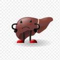 Liver. Human internal organ happy character