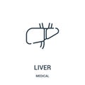 liver icon vector from medical collection. Thin line liver outline icon vector illustration