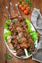 Liver kebab wrapped in bacon Royalty Free Stock Photo