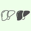 Liver line and solid icon. Human liver body organ outline style pictogram on white background. Anatomy and organs signs Royalty Free Stock Photo