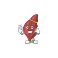 Liver mascot cartoon design make a call gesture