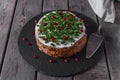 Liver pie layer cake stuffed with carrots and onions Royalty Free Stock Photo