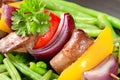 Liver skewer with green beans Royalty Free Stock Photo