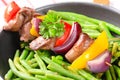 Liver skewer with green beans Royalty Free Stock Photo