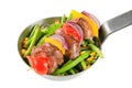 Liver skewer with green beans Royalty Free Stock Photo