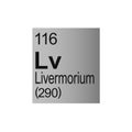 Livermorium chemical element of Mendeleev Periodic Table on grey background.