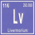 Livermorium chemical element, Sign with atomic number and atomic weight