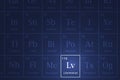 Livermorium element glowing in a dark periodic table Royalty Free Stock Photo