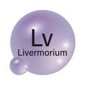 Livermorium element icon. Purple gradient sphere. Atomic symbol Lv. Vector illustration. Royalty Free Stock Photo