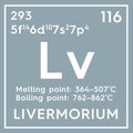 Livermorium. Post-transition metals. Chemical Element of Mendeleev\'s Periodic Table. 3D illustration