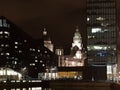 Liverpool city centre illuminated at night Royalty Free Stock Photo