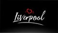 liverpool city hand written text with red heart logo Royalty Free Stock Photo