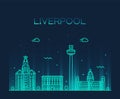 Liverpool city skyline North West England vector Royalty Free Stock Photo