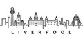 Liverpool cityscape illustration. Simple line, outline vector of city landscape icons for ui and ux, website or mobile application